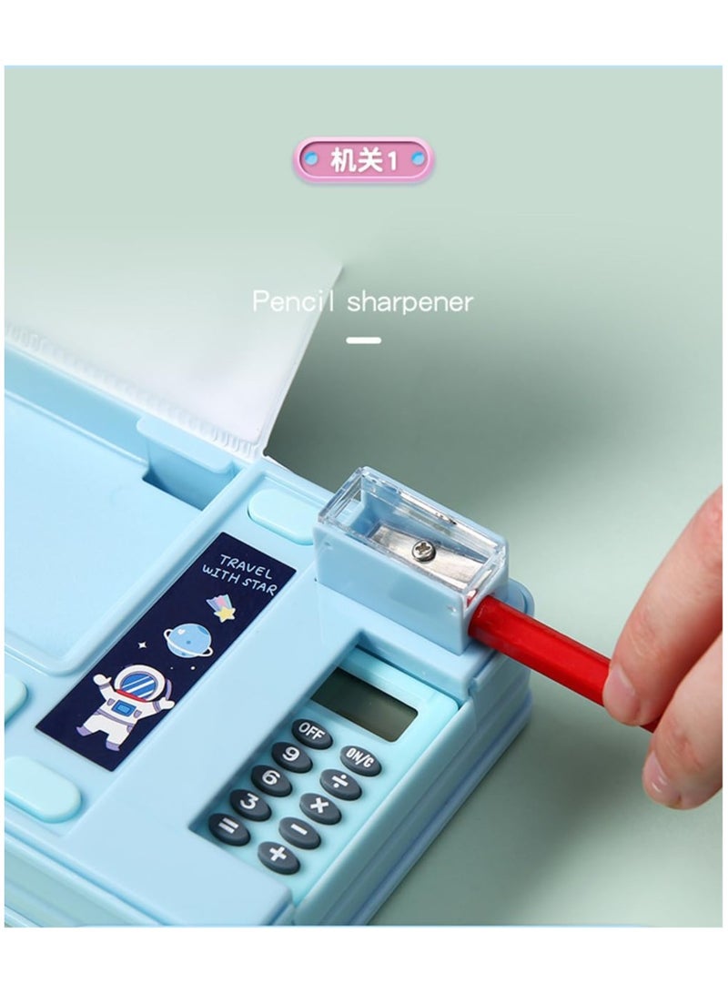 Upgrade Pop Up Multifunction Pencil Case for Kids, with Calculator Sharpener Cute School Supplies Multifunction Stationery Organizer Space Gift for Kids Teens Purple