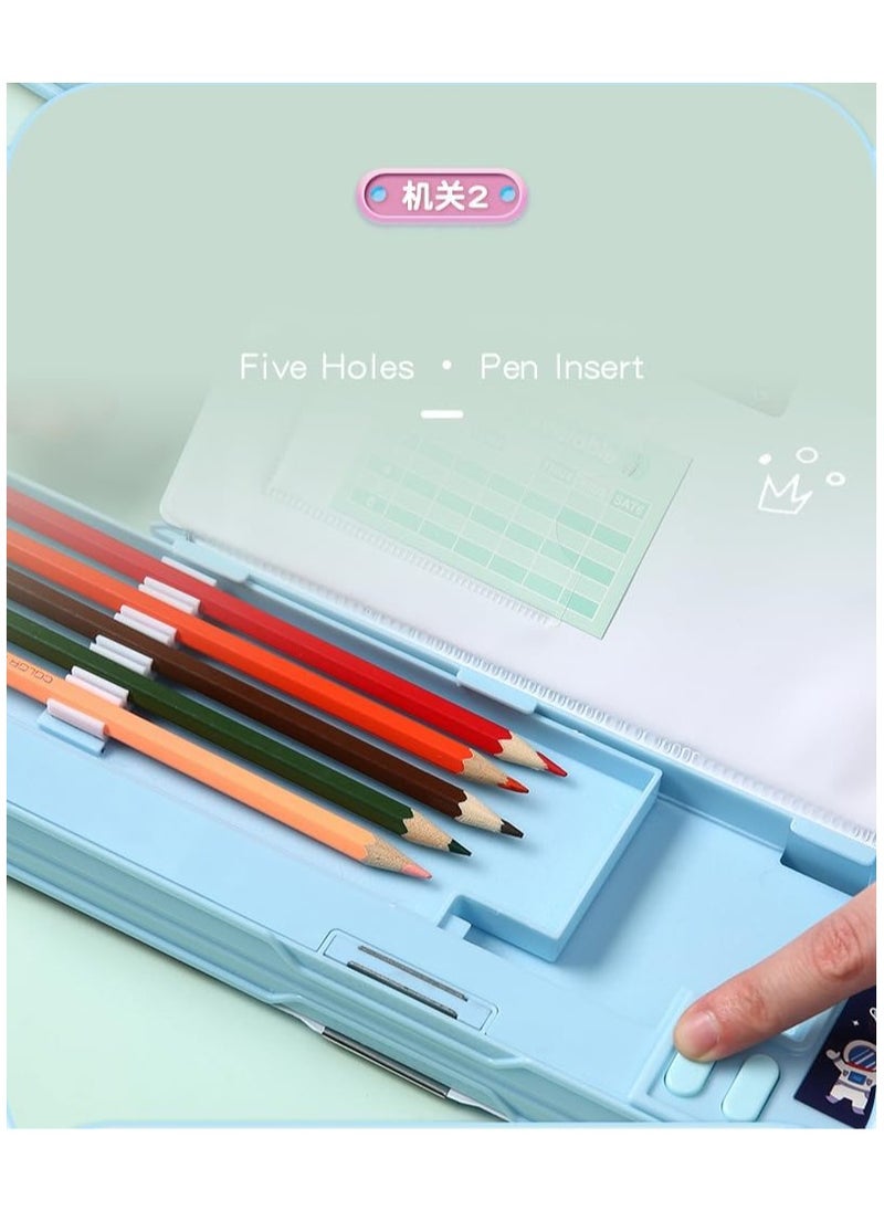 Generic - Upgrade Pop Up Multifunction Pencil Case for Kids, with Calculator Sharpener Cute School Supplies Multifunction Stationery Organizer Space Gift for Kids Teens Purple - Image 1