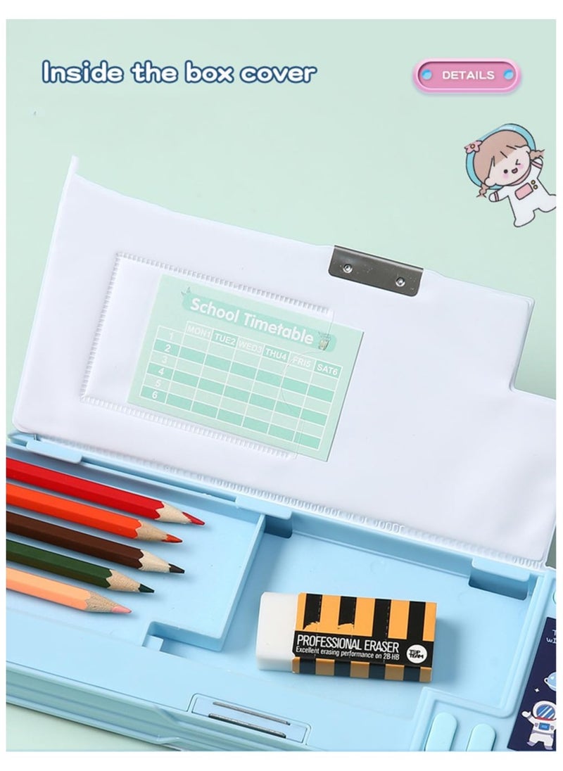 Generic - Upgrade Pop Up Multifunction Pencil Case for Kids, with Calculator Sharpener Cute School Supplies Multifunction Stationery Organizer Space Gift for Kids Teens Purple - Image 1