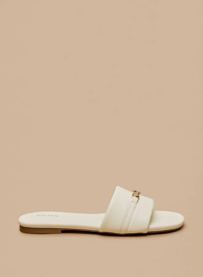 Celeste Women's Slip-On Sandals with Metal Accent