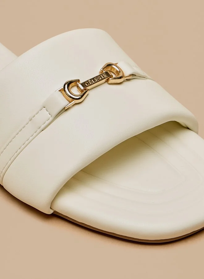 Celeste Women's Slip-On Sandals with Metal Accent