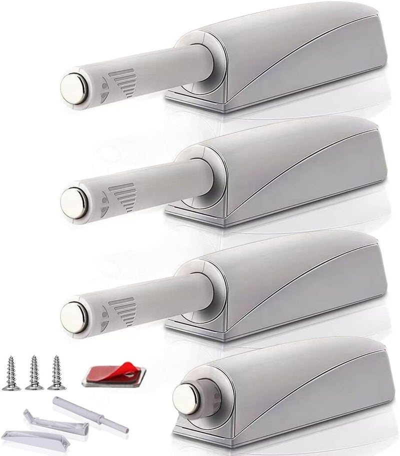 CBRIVE Store Push to Open Door Latch Cabinet Hardware 4 Pack Magnetic Push Latches & Lock for Hidden Door Heavy Duty Magnet Push Release Drawer Pull Tip on Closet Close Touch Locking Strong Pop Out, Grey - Image 1