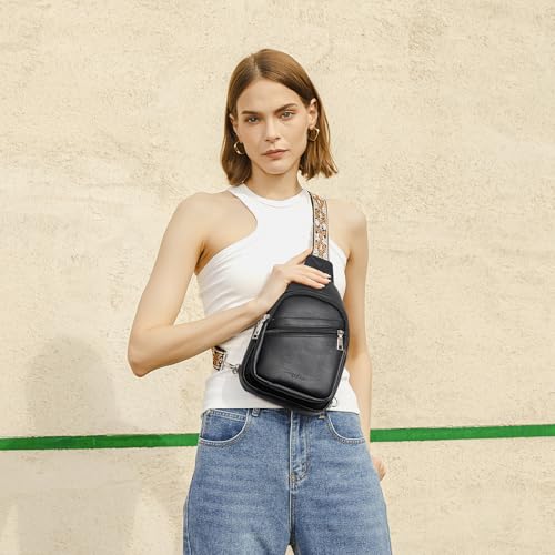 Telena Sling Bag for Women Crossbody Bags Purse for Women Vegan Leather Fanny Pack with Adjustable Strap Black - Image 2
