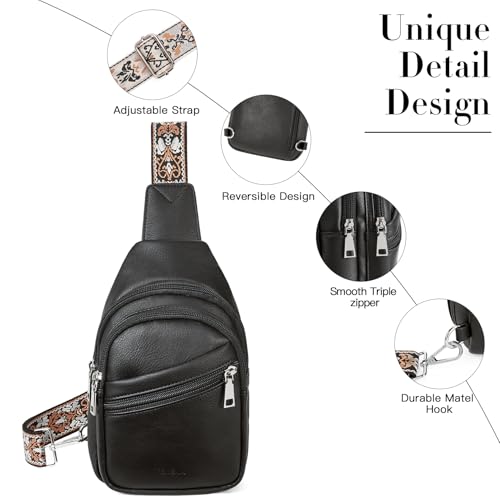 Telena Sling Bag for Women Crossbody Bags Purse for Women Vegan Leather Fanny Pack with Adjustable Strap Black - Image 5