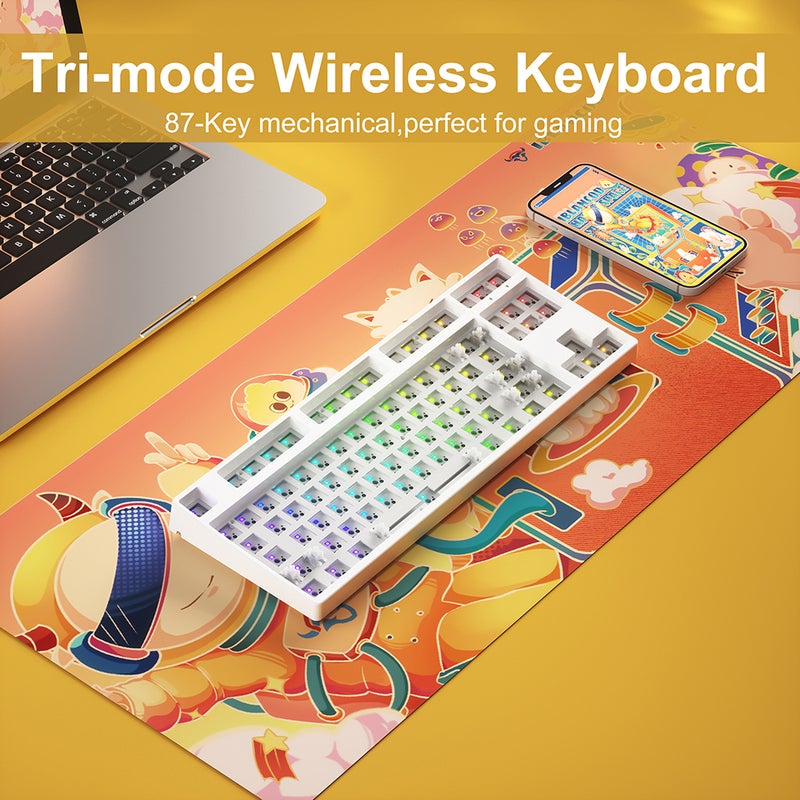 iblancod C87 Tri-mode Wireless Keyboard 87-Key Mechanical Keyboard Gaming Keyboard with All Switches Changeable BT Mode Wired Mode 2.4GHz Wireless Mode Customized Keyboard Kit - Image 2