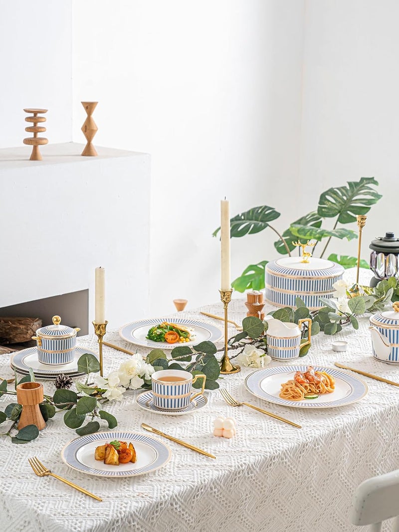 CwlwGO10 Inch Bone China Salad Plates Sets of 4 Modern Elegant Round Dishes Dessert Plate Set Dinnerware Dish Serving Plates for KitchenNot Suitable for Microwave - Image 3