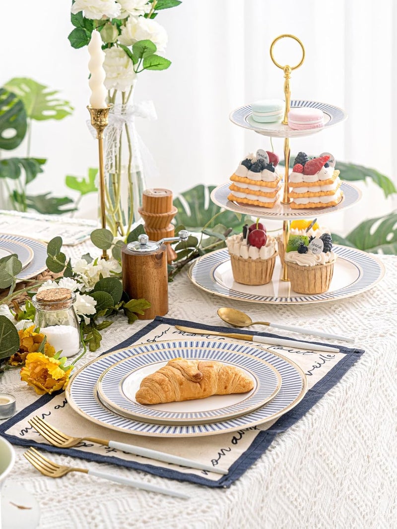 CwlwGO10 Inch Bone China Salad Plates Sets of 4 Modern Elegant Round Dishes Dessert Plate Set Dinnerware Dish Serving Plates for KitchenNot Suitable for Microwave - Image 5