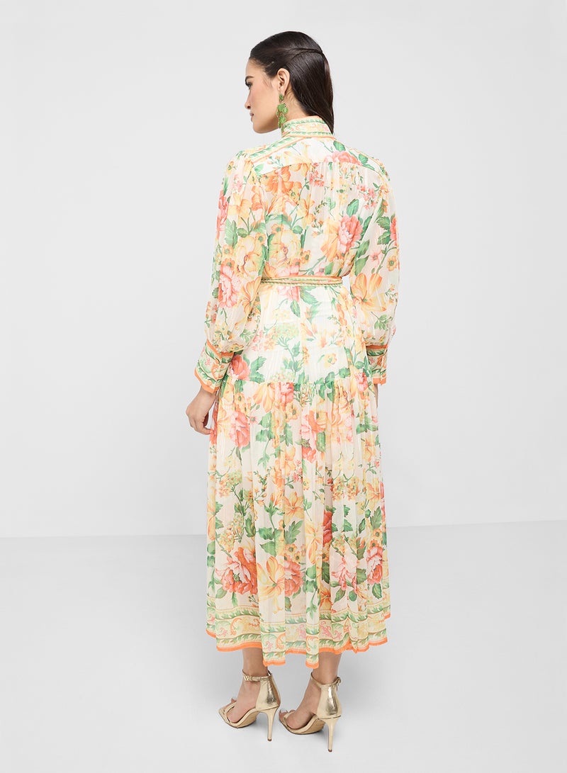 ELLA Floral Belted Midi Dress - Image 2
