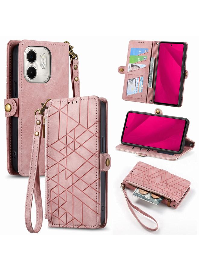 S-TOP Case For Infinix Smart 9 Geometric Zipper Wallet Side Buckle Leather Phone Case - Image 1