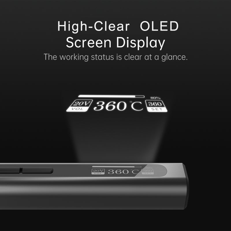 مكحل كهربي بقوة 65 واط قوية جداً مع شاشة OLED رقمية عالية الوضوح دقيقة من 80 درجة مئوية إلى 420 درجة مئوية، أداة مكحل تسخين سريع بالسخان الداخلي السيراميكي، التحكم في درجة الحرارة بنظام PID، موصل TYPE-C - Image 3