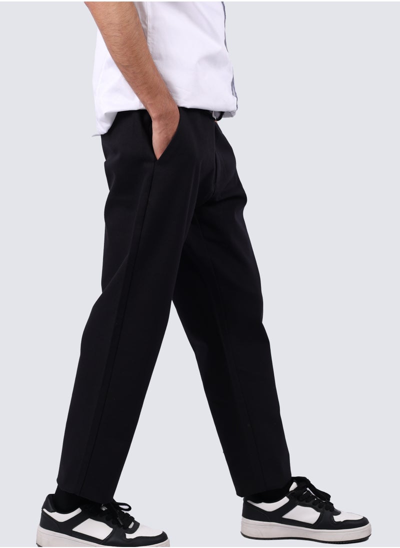 Men's Casual Front Straight Pant in Black