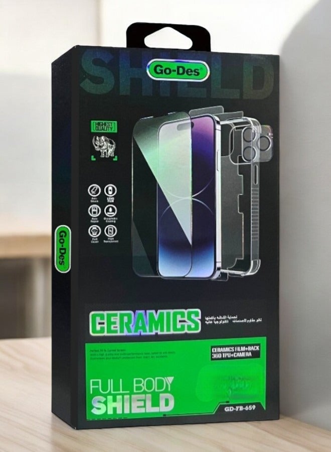 GO-DES Full Body Shield for iPhone 13, a protective case made of high-quality materials, protecting the screen with high definition HD, maximum protection against scratches and breakage - Image 2