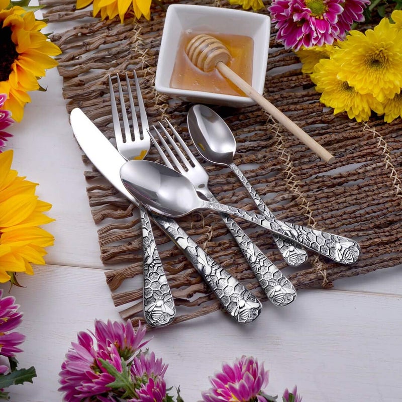 Liberty Tabletop Honey Bee 65pc Flatware Set Service For 12 Serving Set Included Silverware MADE IN USA 1810 - Image 3