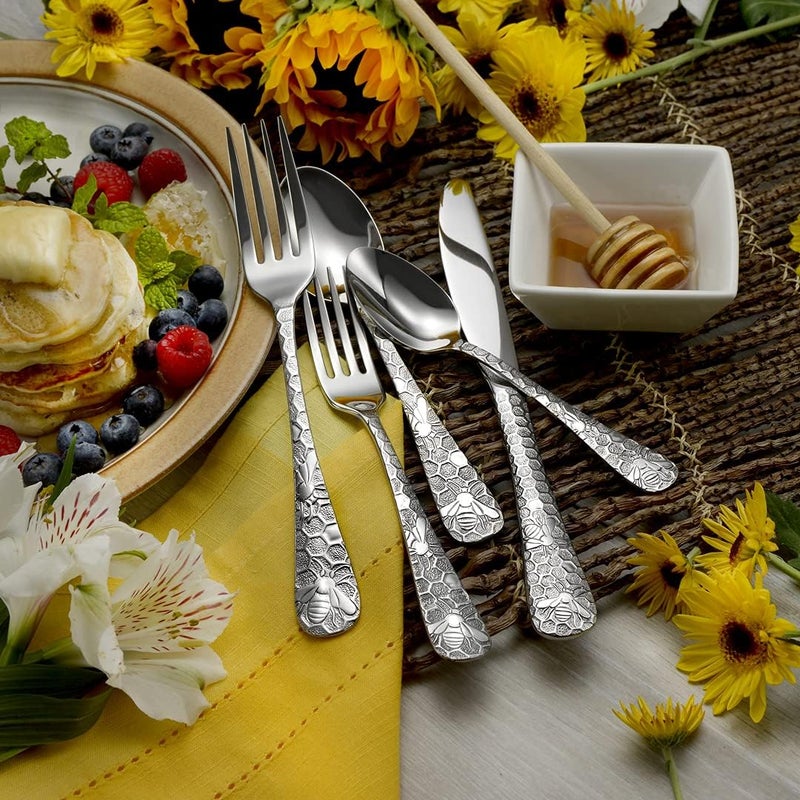 Liberty Tabletop Honey Bee 65pc Flatware Set Service For 12 Serving Set Included Silverware MADE IN USA 1810 - Image 5