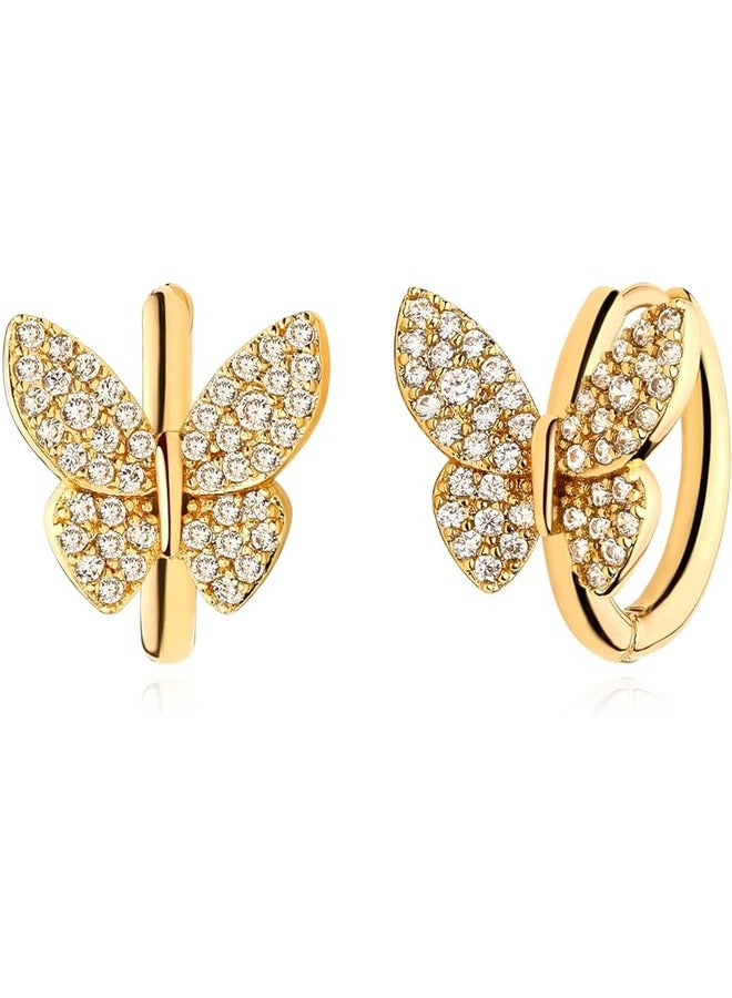 Mevecco Women Huggie Hoop Earrings Gold Ear Stud Cuff 14K Gold Filled Small Boho Beach Simple Delicate Handmade Hypoallergenic Jewelry Gift - Image 1