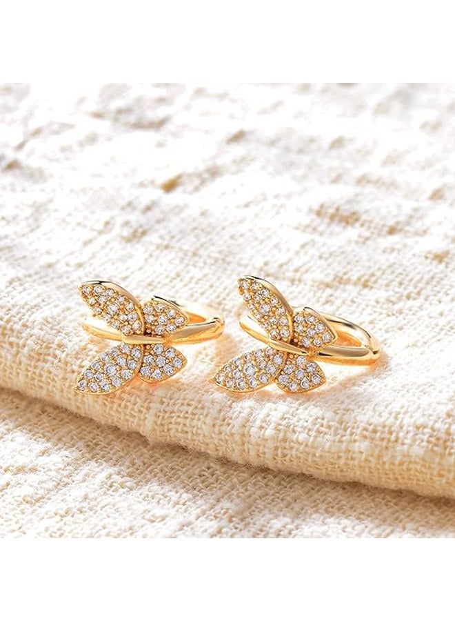 Mevecco Women Huggie Hoop Earrings Gold Ear Stud Cuff 14K Gold Filled Small Boho Beach Simple Delicate Handmade Hypoallergenic Jewelry Gift - Image 5