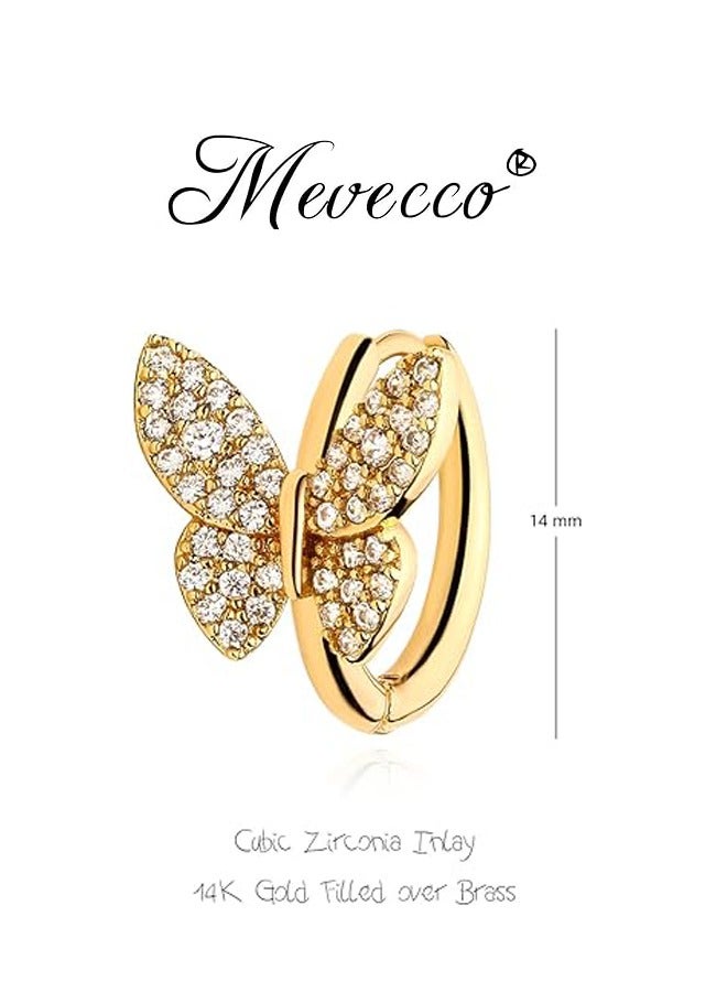 Mevecco Women Huggie Hoop Earrings Gold Ear Stud Cuff 14K Gold Filled Small Boho Beach Simple Delicate Handmade Hypoallergenic Jewelry Gift - Image 4