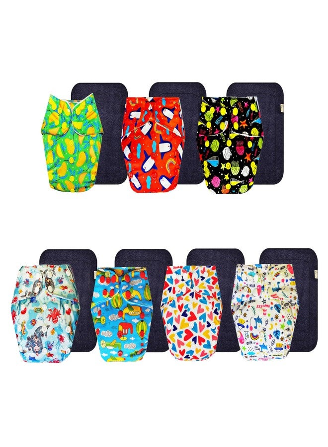 Dumbledo Premium Cloth Diaper with Black Insert (Pack of 7) | Soft & Gentle | Reusable & Washable | Quick Dry | Ideal for Toddlers | 3 Months - 3 Years | Unisex Baby - Image 1