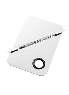 Sinen Professional Pro Stainless Steel Makeup Palette Cosmetic Palette with Spatula Tool Makeup Art Tool For Nail Art Eye Shadow Eyelash Makeup Professional Pigment Blending（6 x 4 Inch Sliver）  - Image 2