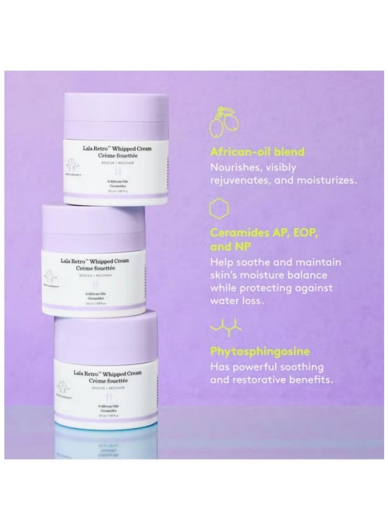 Drunk Elephant Lala Retro Whipped Anti Aging Moisturizer – Hydrating Face Cream for Dry Sensitive Skin with Wrinkle Support – 1.69 oz 50ml - Image 4