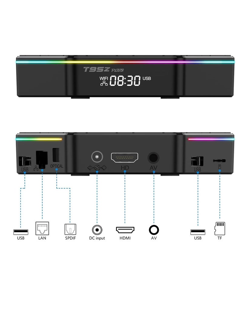 Excefore - TV Box for Android X88 PRO, 12.0 4GB RAM 32GB ROM T95Z Plus H618 2.4GHz/5.8GHz, with 6K Wi-Fi 6 TV Box, 3D HDR10+ Bluetooth 5.0 Android TV Box, Smart TV Box with Mini Wireless Backlit Keyboard - Image 1
