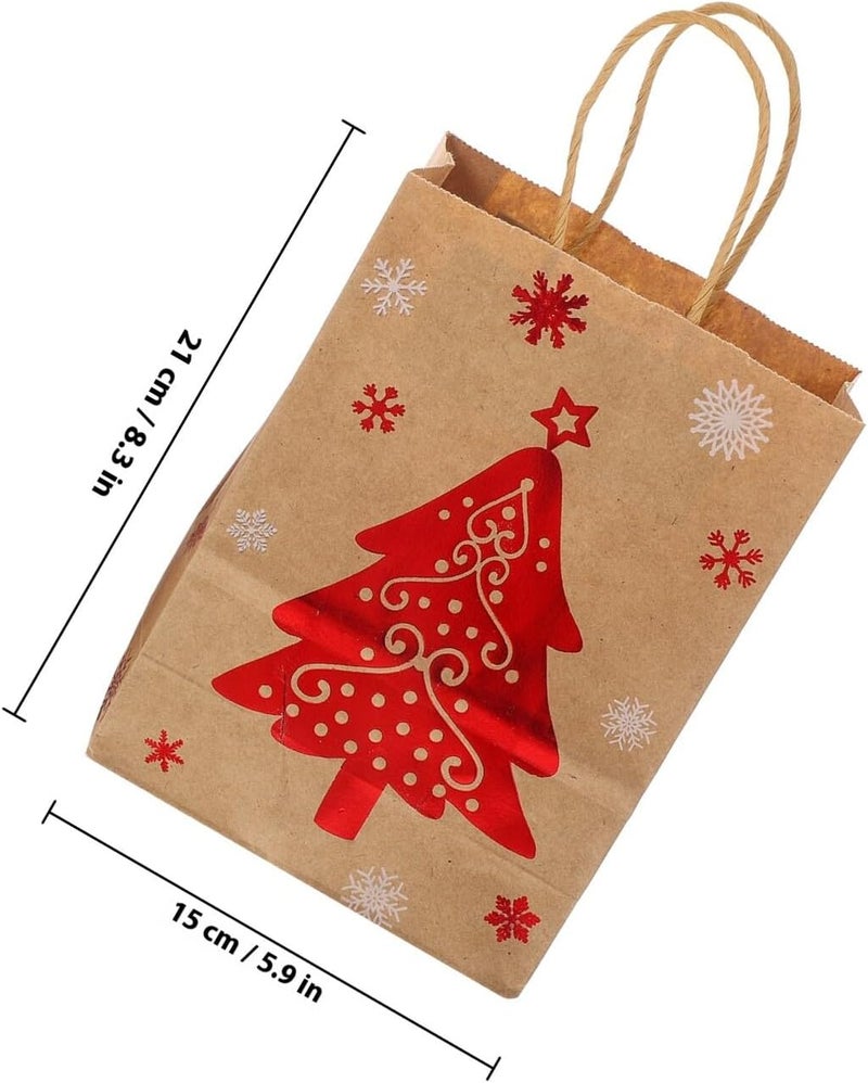 VICASKY 24pcs Christmas Kraft Paper Bags Medium Size Tote Wrapping Bags with Handles for Party Candy Presents and Holiday Favors Packaging - Image 2