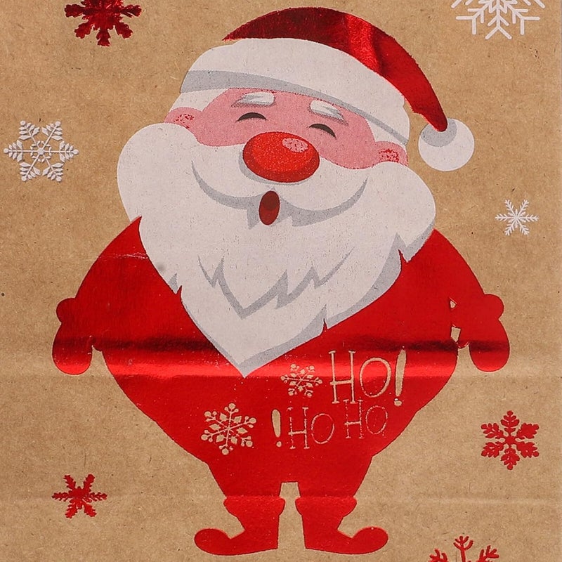 VICASKY 24pcs Christmas Kraft Paper Bags Medium Size Tote Wrapping Bags with Handles for Party Candy Presents and Holiday Favors Packaging - Image 4