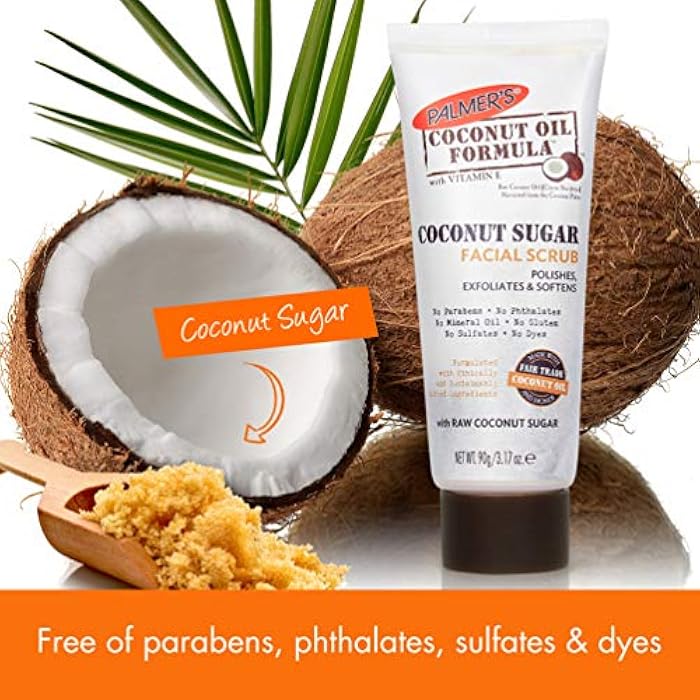 Palmer's Coconut Oil Formula Coconut Sugar Facial Scrub Exfoliator, Face Scrub to Gently Exfoliate Away Dirt and Dead Skin Cells with Chamomile to Soften & Calm, 3.17 Ounces (Pack of 1) - Image 5