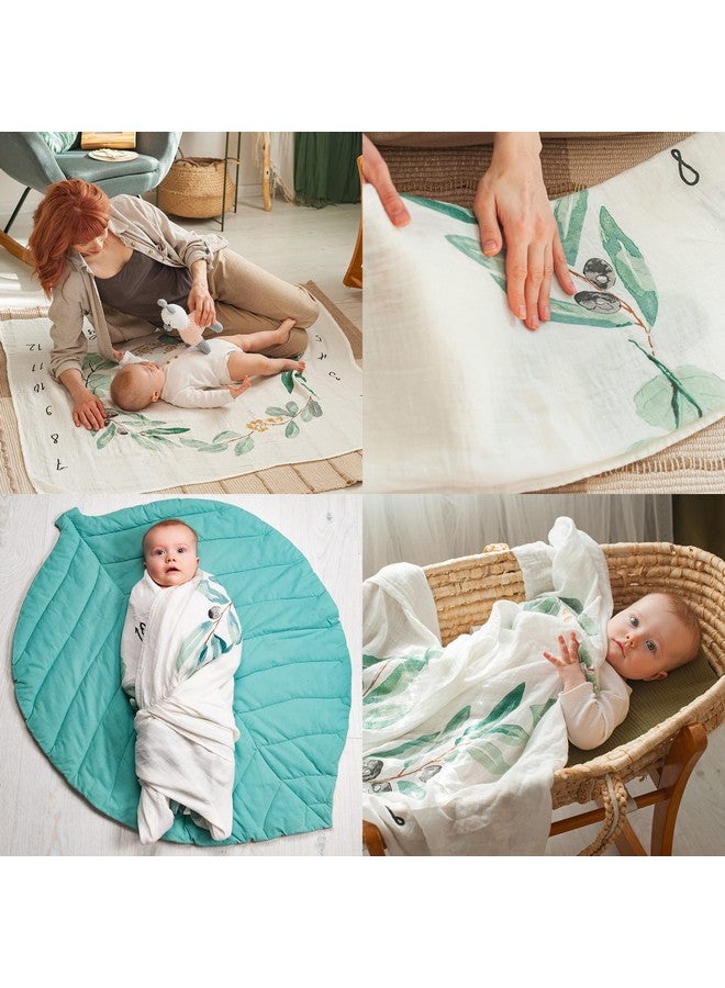 ODOXIA Baby Milestone Blanket Cotton Muslin Blanket Monthly Milestone Blanket For Baby Boy Or Girl Unisex Newborn Baby Shower Present For New Mums Flowers & Leaves Theme Includes Wooden Frames - Image 4