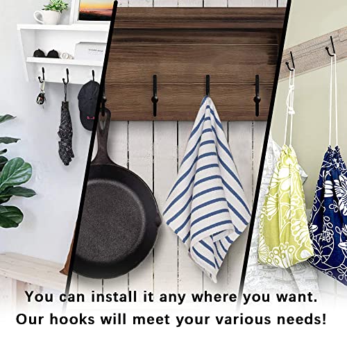 BERYLER 20PCS Small Black Coat Hooks, 1x2Inches, Heavy Duty, for Hanging Clothes, Hats, Bags, Scarfs, Keys, Screws Included - Image 5