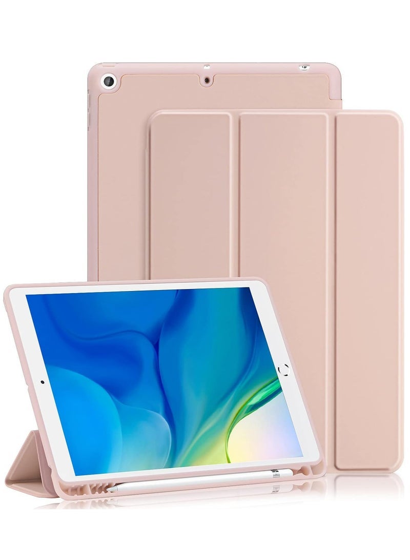 SmartGrist iPad 9th/8th/7th Generation Case (2021/2020/2019) - iPad 10.2-Inch Case with Pencil Holder, Slim Soft TPU Back Smart Magnetic Stand (Rose Gold) - Image 1
