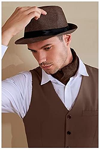 CLOTHERA Suspender and Bow Tie Set with Brown Hat for Men- (Brown) - Image 5