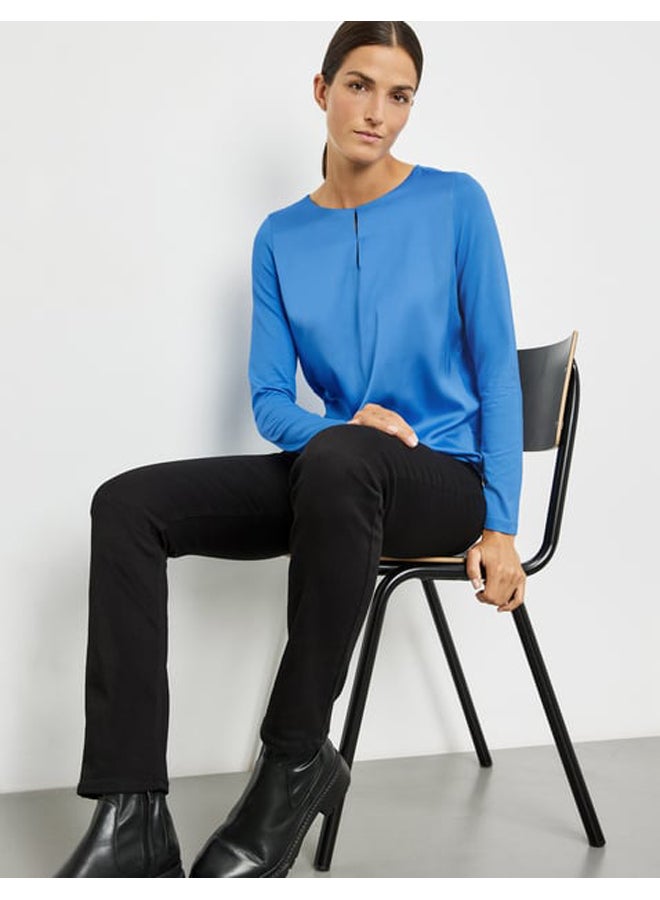 GERRY WEBER Blouse top with fabric panelling and an elasticated hem  - Image 4