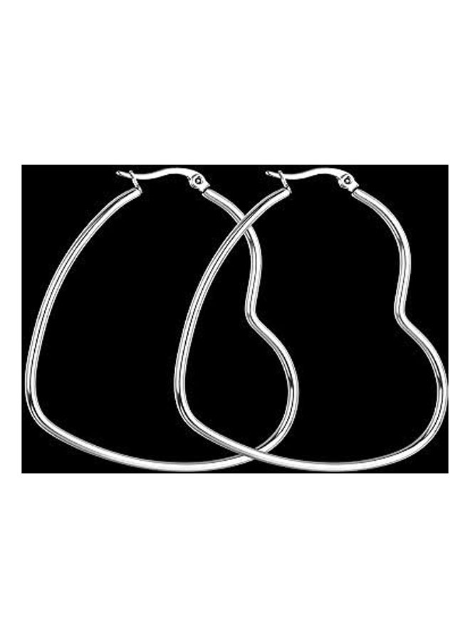 Women's 3 Pair Surgical Stainless Steel Hoop Earrings Set 50mm Round 60mm Square 50mm Love Diameter, Metal  - Image 4