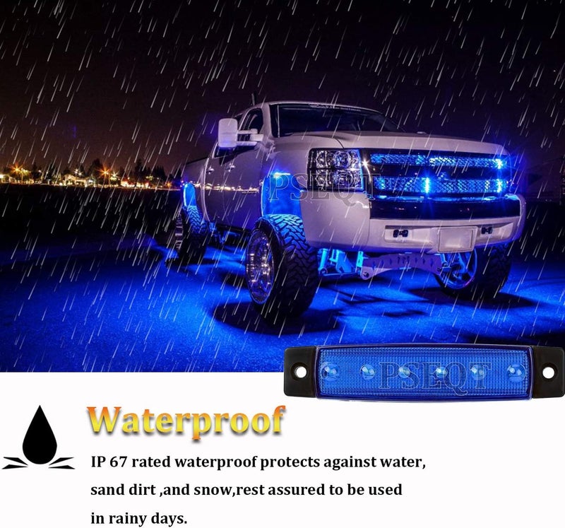 PSEQT 10 Pcs LED Rock Strip Lights Car Exterior Underglow Wheel Fender Well Lighting Kits Waterproof for Golf Cart Wrangler Offroad Truck RV UTV ATV Snowmobile (Blue) Local market compliant trusted quality - Image 3
