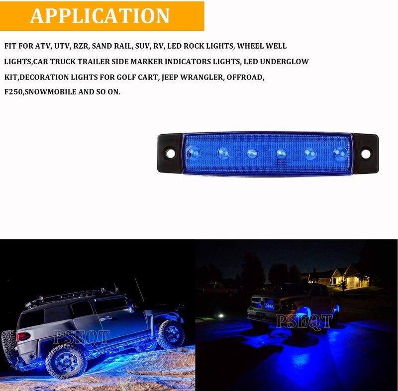 PSEQT 10 Pcs LED Rock Strip Lights Car Exterior Underglow Wheel Fender Well Lighting Kits Waterproof for Golf Cart Wrangler Offroad Truck RV UTV ATV Snowmobile (Blue) Local market compliant trusted quality - Image 2