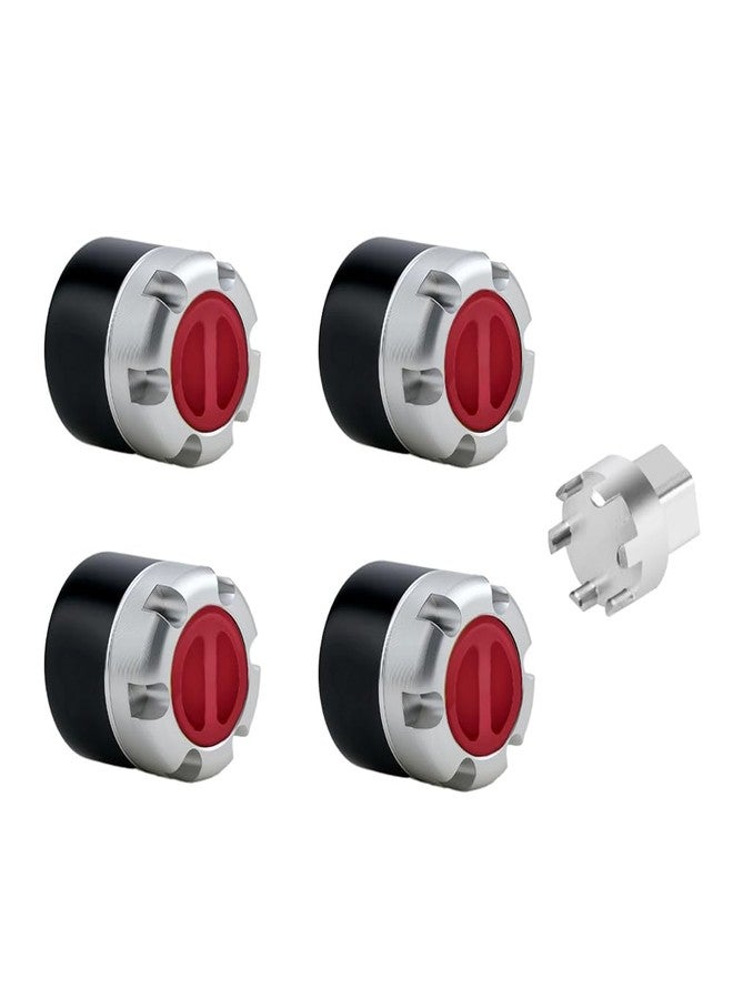 DJX M4 Wheel Nuts Center Locking Hubs Wheel Caps W/Tool for Traxxas TRX4 Axial SCX10 90046 D90 Tamiya Redcat HPI 1/10 RC Crawler Car(Red) - Image 2