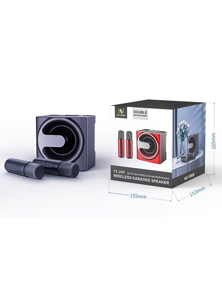 YS-207 Portable Bluetooth Speaker with 2 Wireless Microphones