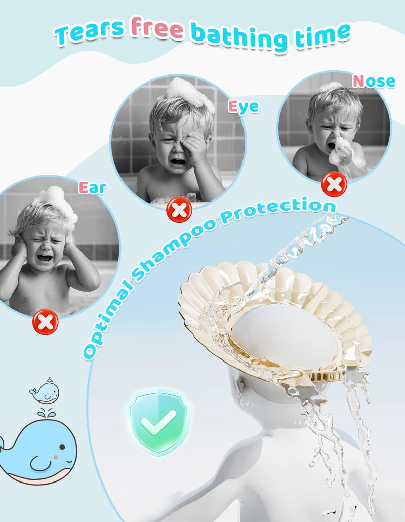 FUSACONY Kids Shower Cap, Baby Hair Washing Shield, Bath Visor for Toddlers, Bathing Head Face Eye Ear Protector, Air Cushioned Shampoo Caps with 20-Size Adjustment for 6Month+ to Adult (Blue) - Image 5