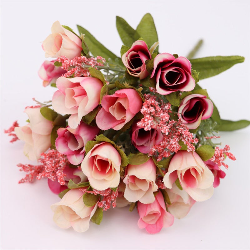 20 Heads 1Pc Artificial Rose Flower Bouquet Home Decor Wedding Mini Rose Silk Flower Romantic Wedding Party Supplies - Image 5