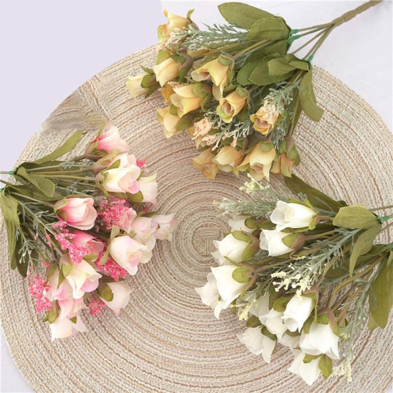 20 Heads 1Pc Artificial Rose Flower Bouquet Home Decor Wedding Mini Rose Silk Flower Romantic Wedding Party Supplies - Image 3