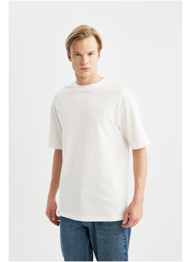 DeFacto - Man Comfort Fit Crew Neck Short Sleeve Knitted T-Shirt - Image 1