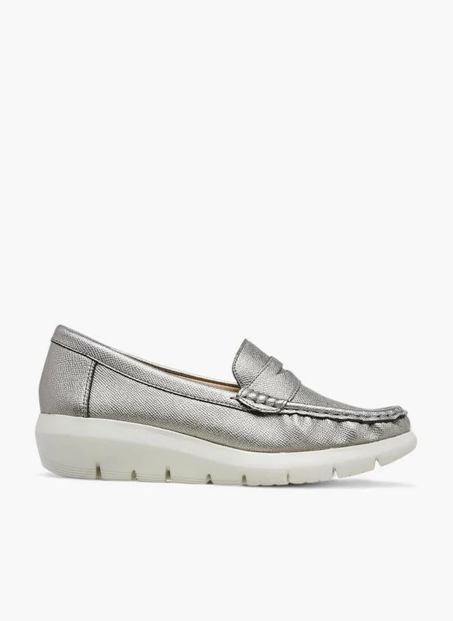 لو كونفورت Metallic Slip-On Loafers With Wedge Heels