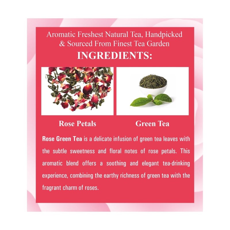 Aplomb Rose Petals Green Tea | Green Tea Immunity | Rose Tea | For Glowing Skin | Tea Gift Pack | 30 Bags (Pack of 1) - Image 3
