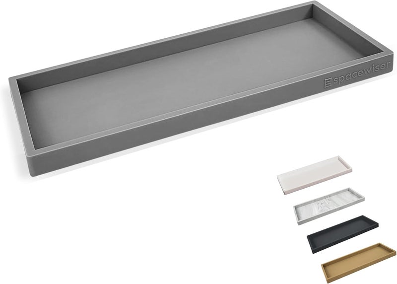 Spacewiser Countertop and Vanity Tray - 11.7" Shatterproof Bathroom Tray, Flexible Silicone Soap Tray for Kitchen Sink, Toilet Tank Tray, Bathroom Trays for Counter, Perfume Candle Key Valet Tray - Image 1