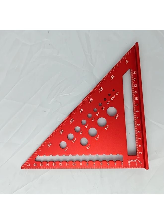 7 Inch Red Metric Inch Multifunctional Triangle Ruler 90 Degree Angle Measuring Tool - Image 1