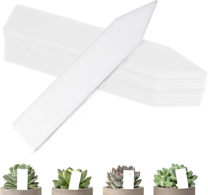 BEADNOVA Plant Labels 100pcs Plant Tags Garden Tags Identification Stakes Plastic Labels for Pots Garden 4 Inch White - Image 1