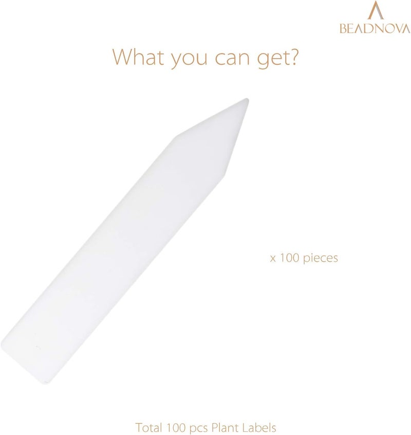 BEADNOVA Plant Labels 100pcs Plant Tags Garden Tags Identification Stakes Plastic Labels for Pots Garden 4 Inch White - Image 3