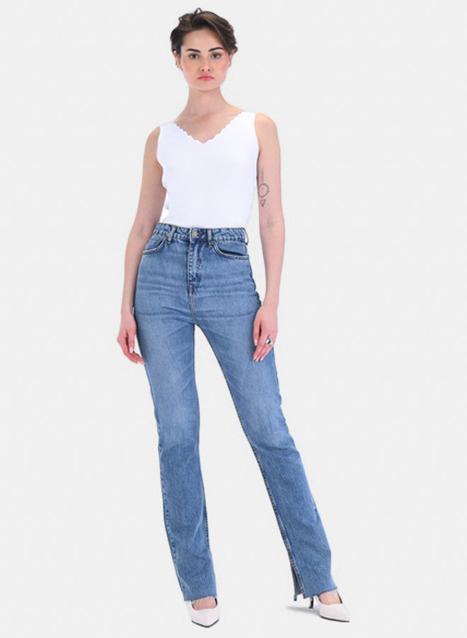 TGS Blue Faded Classic With Slits Women Jeans - Image 2