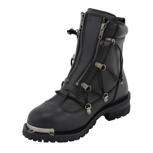Milwaukee Leather بوتات راكب الدراجة النارية من ميلووكي جلد MBM9075 للرجال باللون الأسود بطول 6 إنش مع سحاب مزدوج - 15 - Image 5